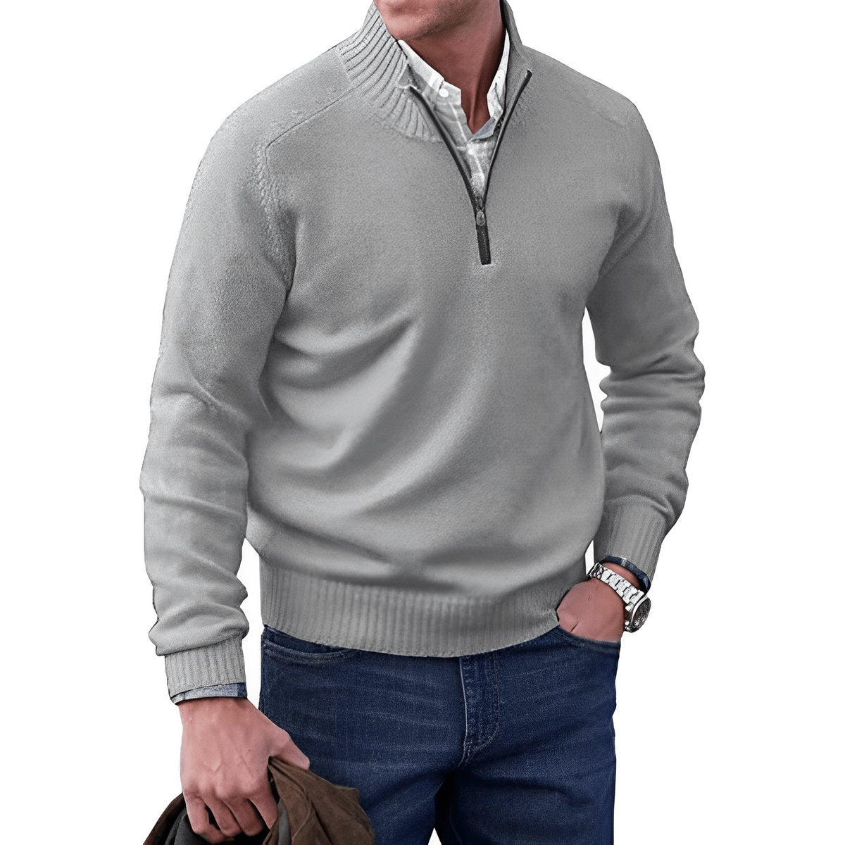 Men's Regular-Fit Quarter-Zip Knitted Pullover Sweater