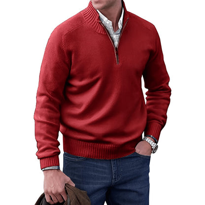 Men's Regular-Fit Quarter-Zip Knitted Pullover Sweater