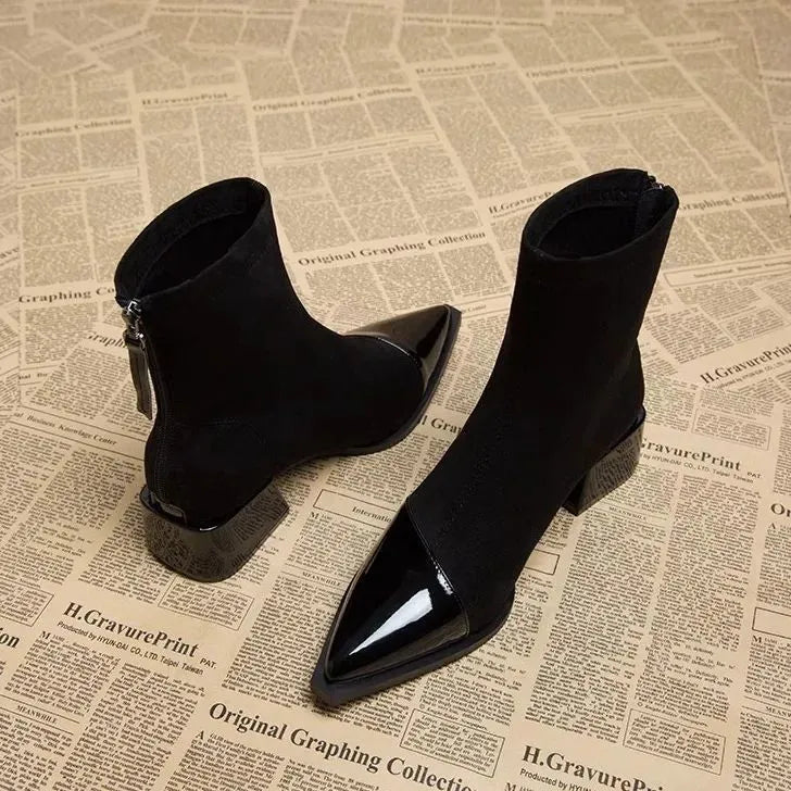 Women's Winter Ankle Boots with Block Heel