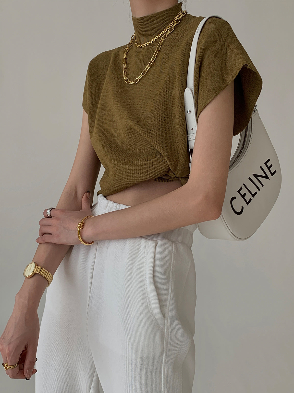 Women's Casual Top with Mock Neck and Short Sleeves