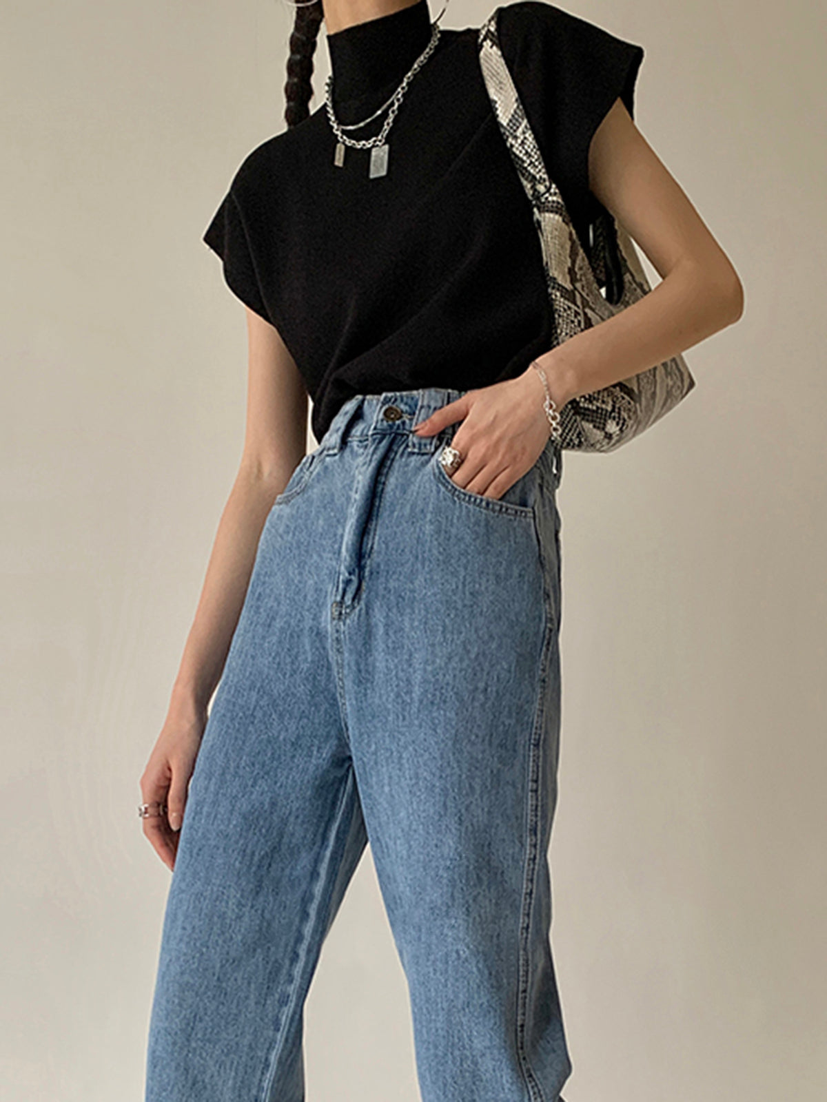 Women's Casual Top with Mock Neck and Short Sleeves