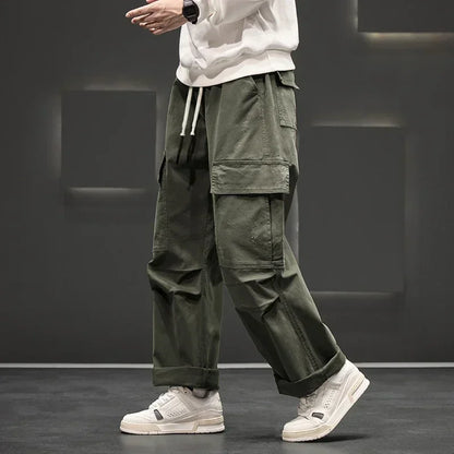 Men's Cargo Pants with Wide Legs and Pockets