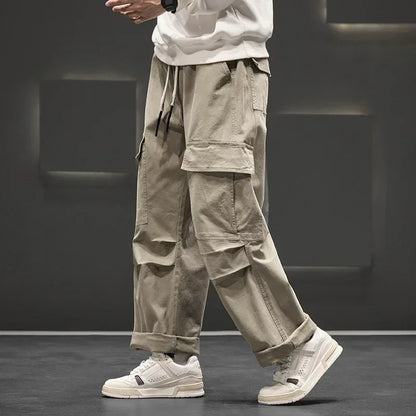 Men's Cargo Pants with Wide Legs and Pockets