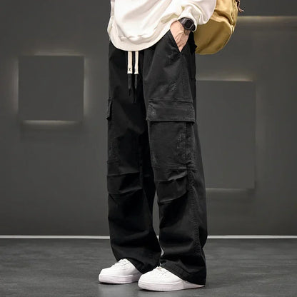Men's Cargo Pants with Wide Legs and Pockets