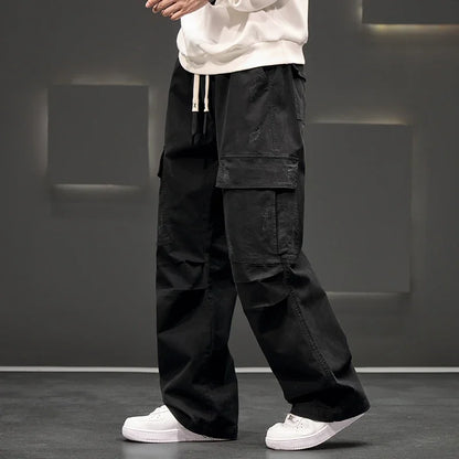 Men's Cargo Pants with Wide Legs and Pockets