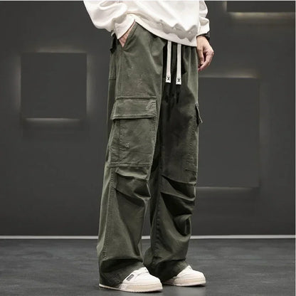 Men's Cargo Pants with Wide Legs and Pockets