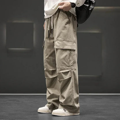 Men's Cargo Pants with Wide Legs and Pockets