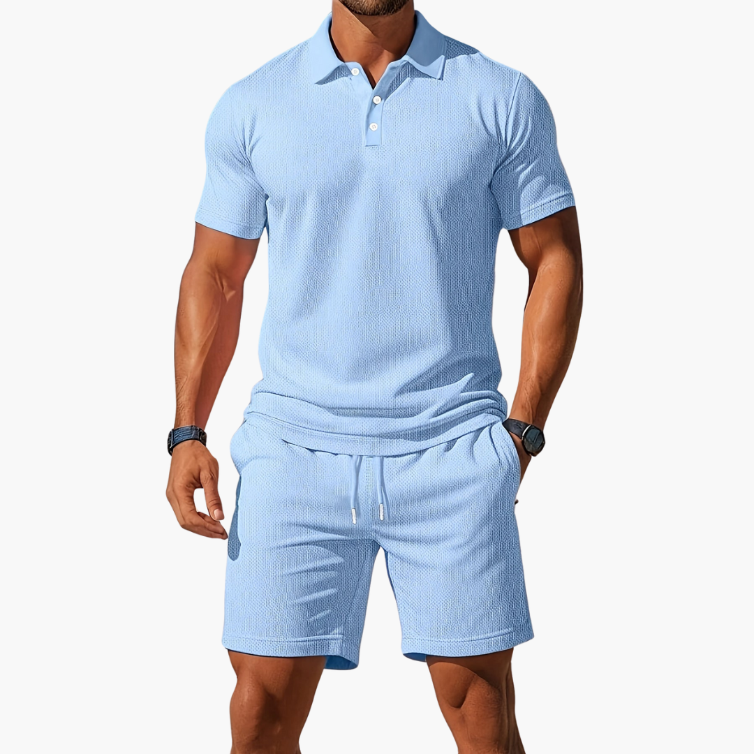 Men's Polo Shirt and Shorts Casual Set