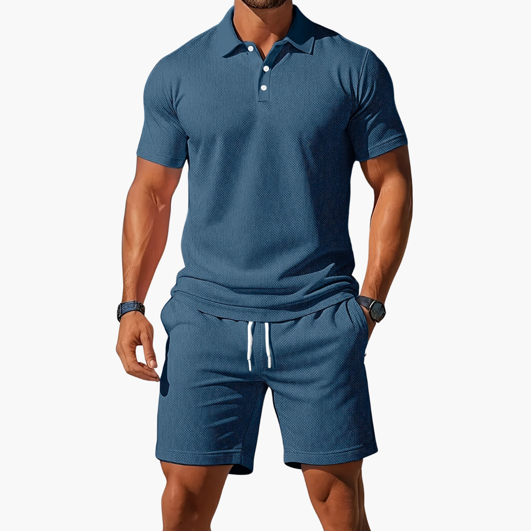 Men's Polo Shirt and Shorts Casual Set