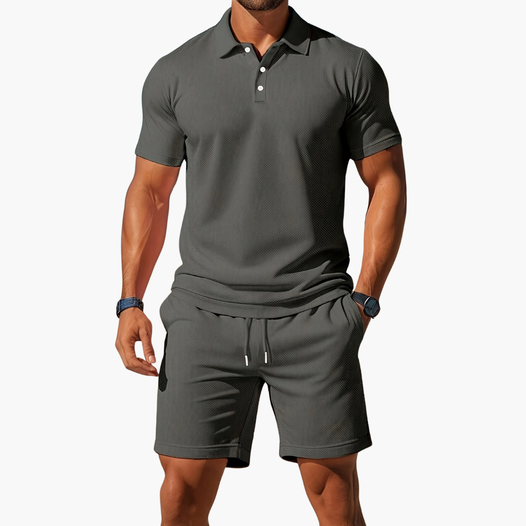 Men's Polo Shirt and Shorts Casual Set