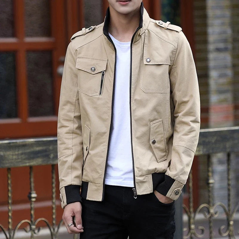 Men's Casual Bomber Jacket with Zipper