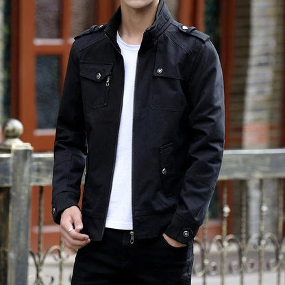 Men's Casual Bomber Jacket with Zipper