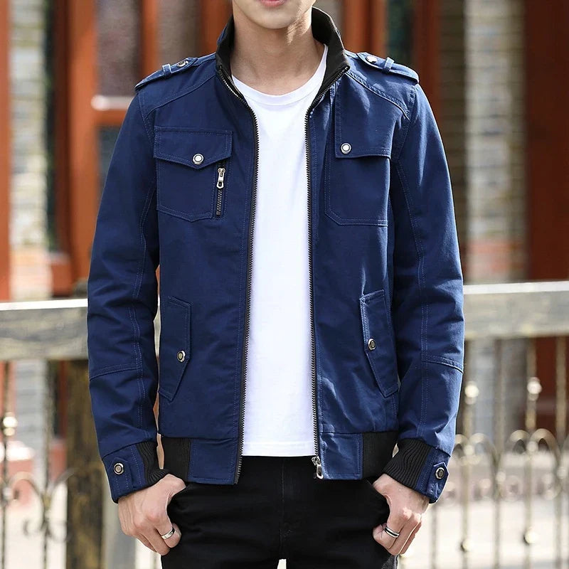 Men's Casual Bomber Jacket with Zipper