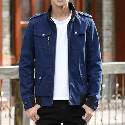 Men's Casual Bomber Jacket with Zipper