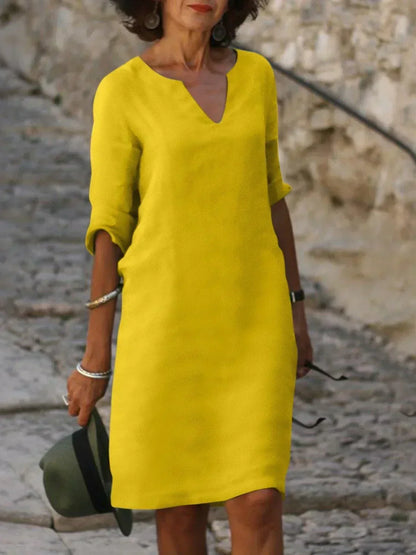 Women's Elegant Midi Dress with Neckline