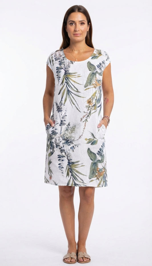 Women's Casual Summer Dress with Leaf Print