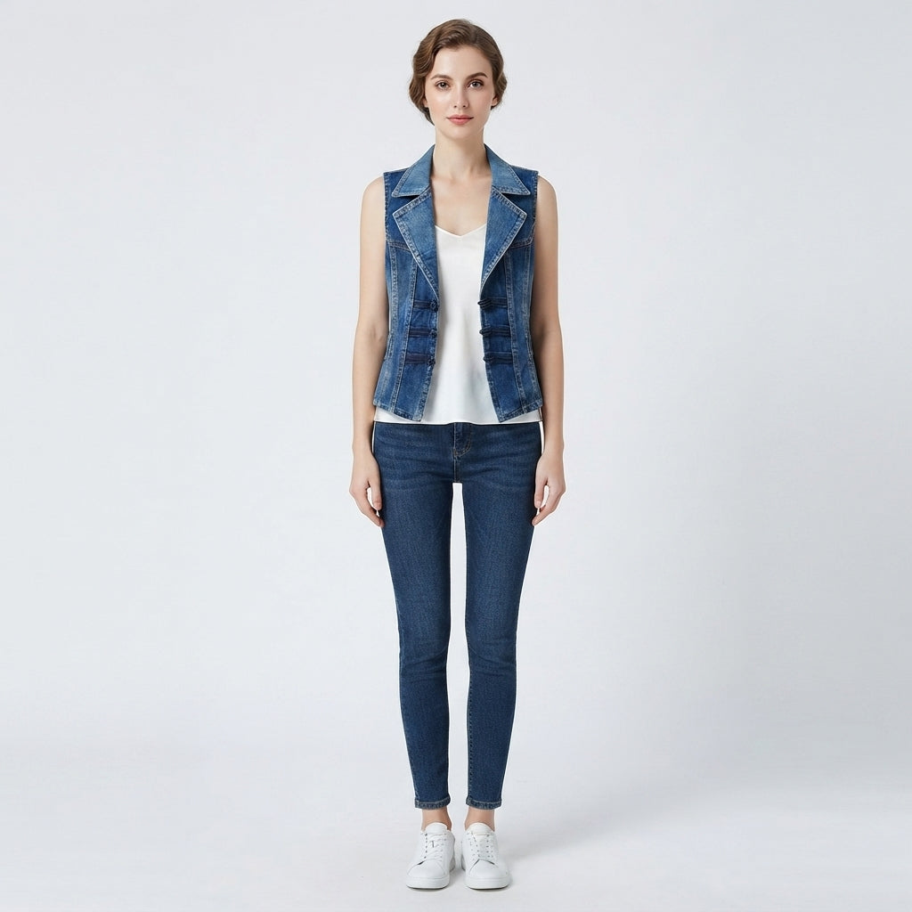Women's Casual Denim Vest without Sleeves