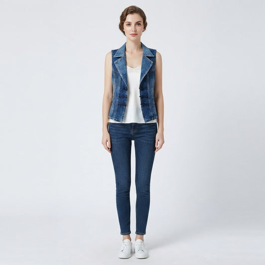 Women's Casual Denim Vest without Sleeves