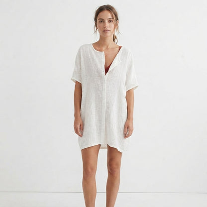 Women's Loose Beach Cover-Up with Buttons Shorts