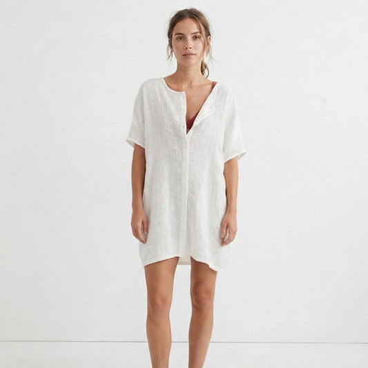 Women's Loose Beach Cover-Up with Buttons Shorts