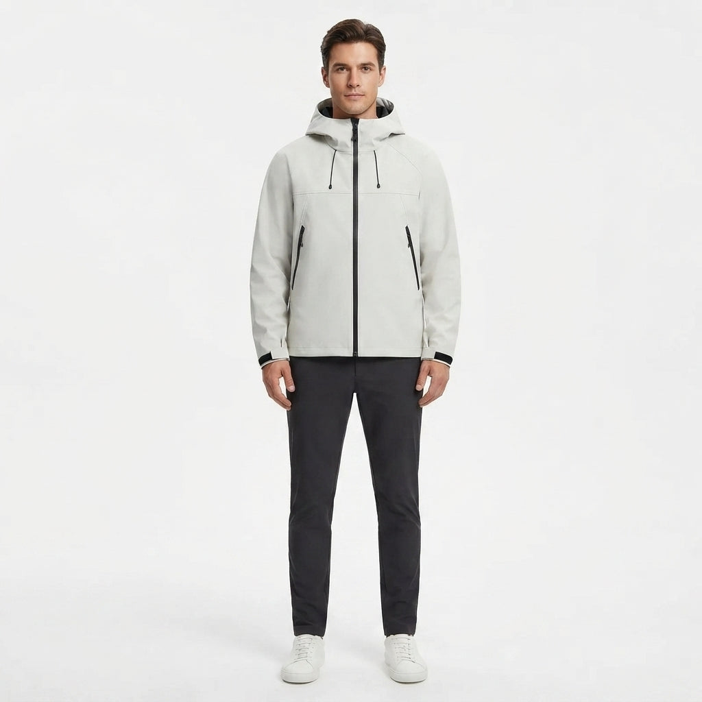 Waterproof Men's Jacket with Hood and Windproof Shell