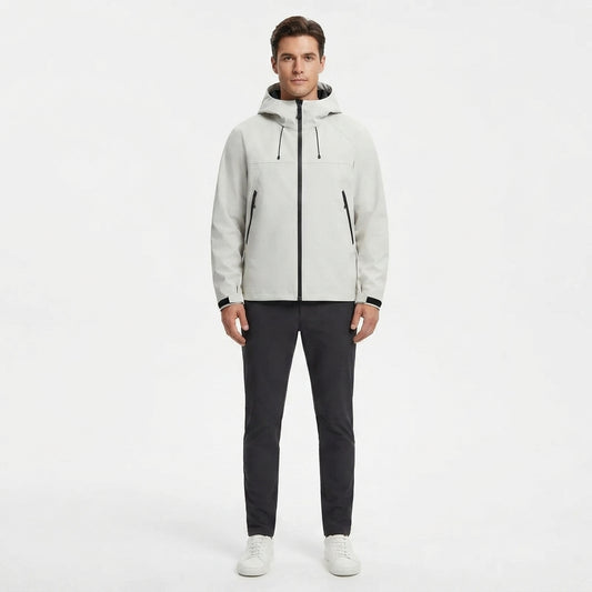 Waterproof Men's Jacket with Hood and Windproof Shell