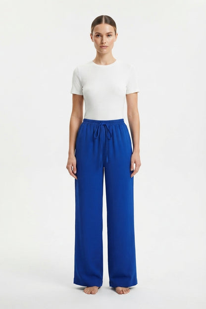 Women's Palazzo Pants with Drawstring and Side Pockets