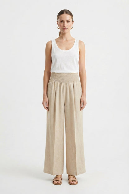 Women's High-Waisted Palazzo Pants with Pleats