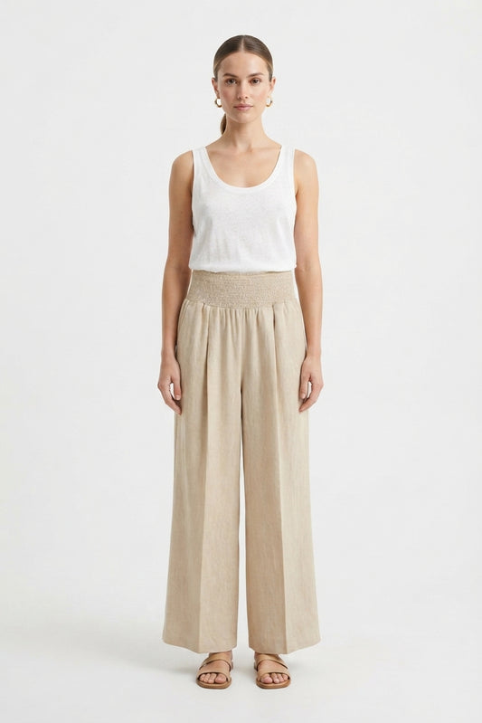 Women's High-Waisted Palazzo Pants with Pleats