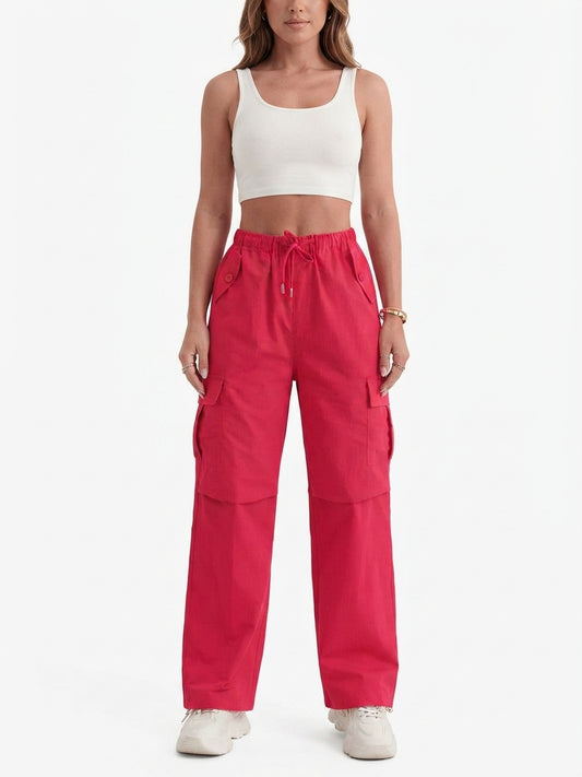 Women's Casual Cargo Pants with Pockets and Drawstring