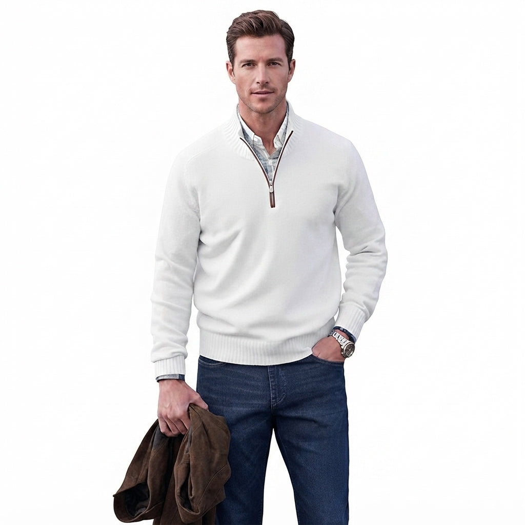 Men's Regular-Fit Quarter-Zip Knitted Pullover Sweater