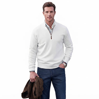 Men's Regular-Fit Quarter-Zip Knitted Pullover Sweater