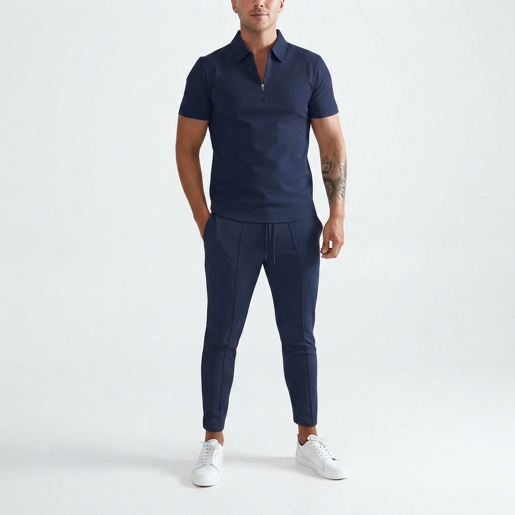 Men's Two-Piece Set with Zipper Shirt