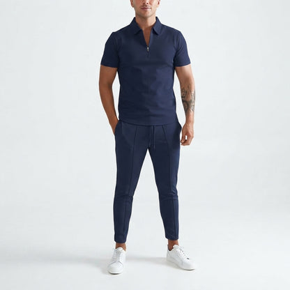 Men's Two-Piece Set with Zipper Shirt