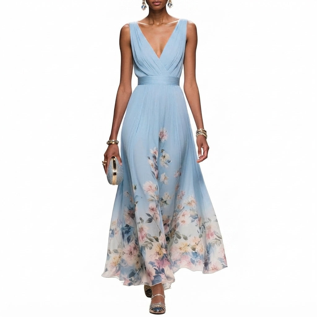 Women's Dress with Floral Print for Wedding Guests
