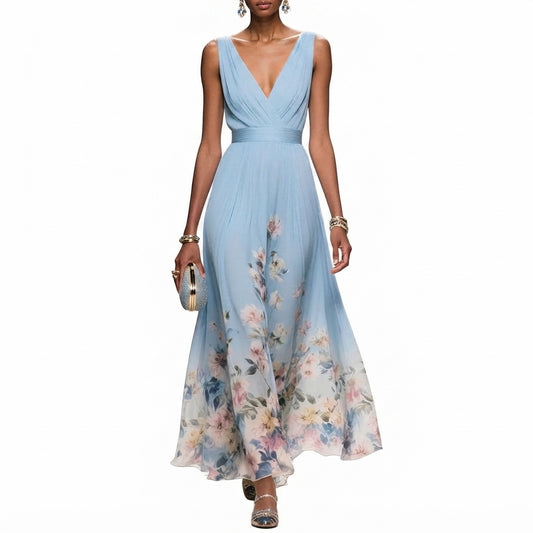 Women's Dress with Floral Print for Wedding Guests