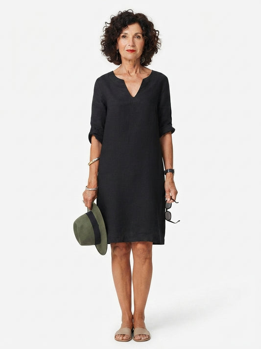 Women's Elegant Midi Dress with Neckline