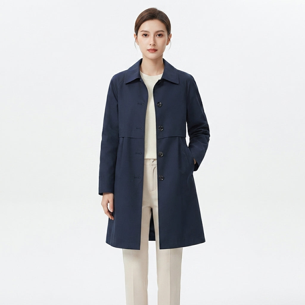 Women's Classic Button-Up Trench Coat