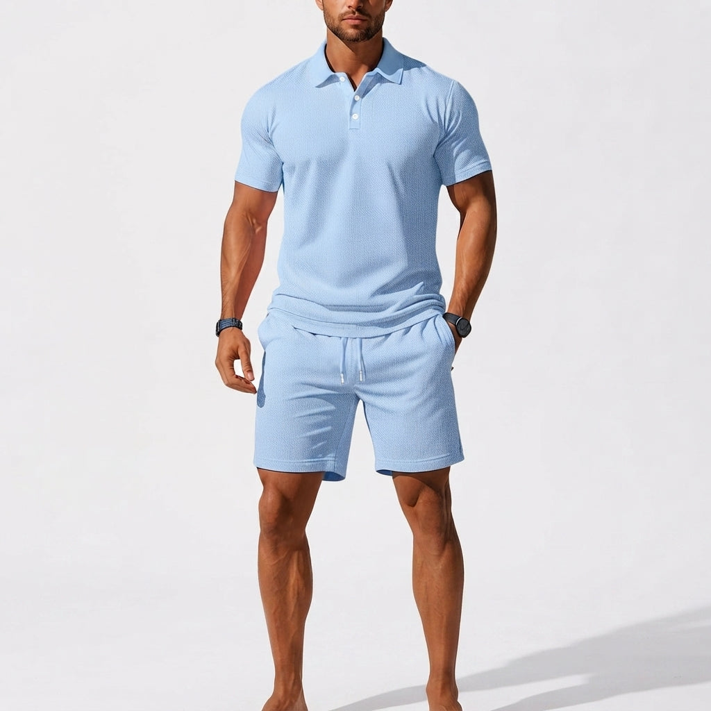 Men's Polo Shirt and Shorts Casual Set