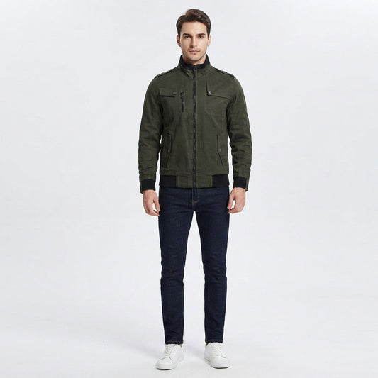 Men's Bomber Jacket with Multiple Pockets