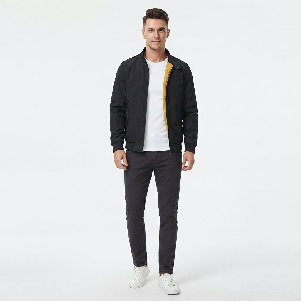 Men's Classic Bomber Jacket With Zipper