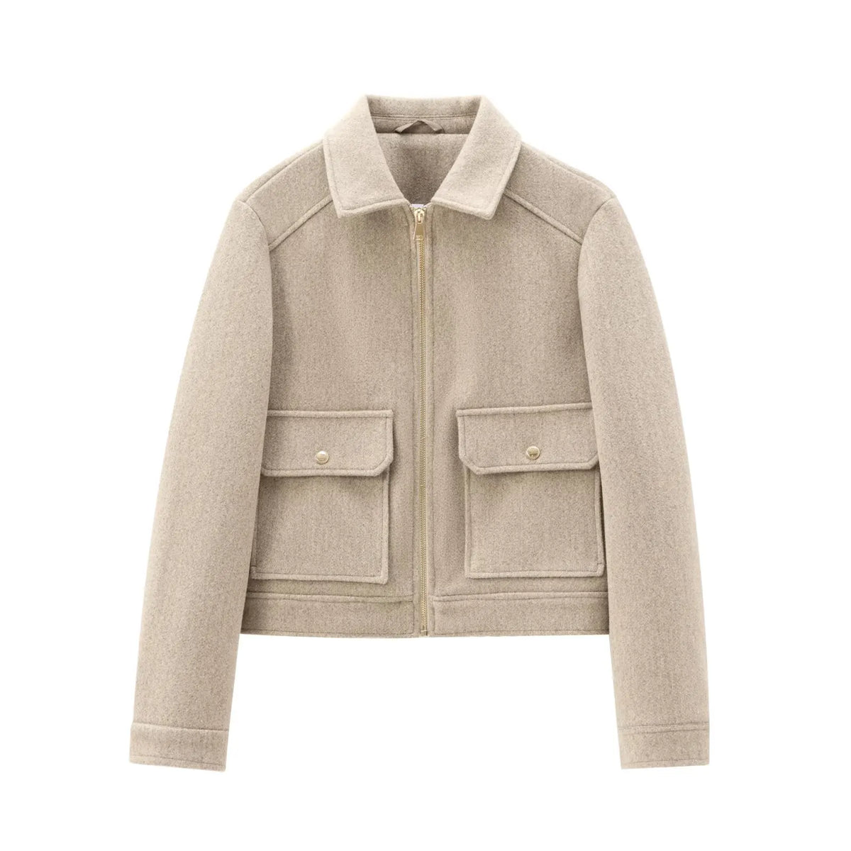 Women's Cropped Bomber Jacket with Zipper