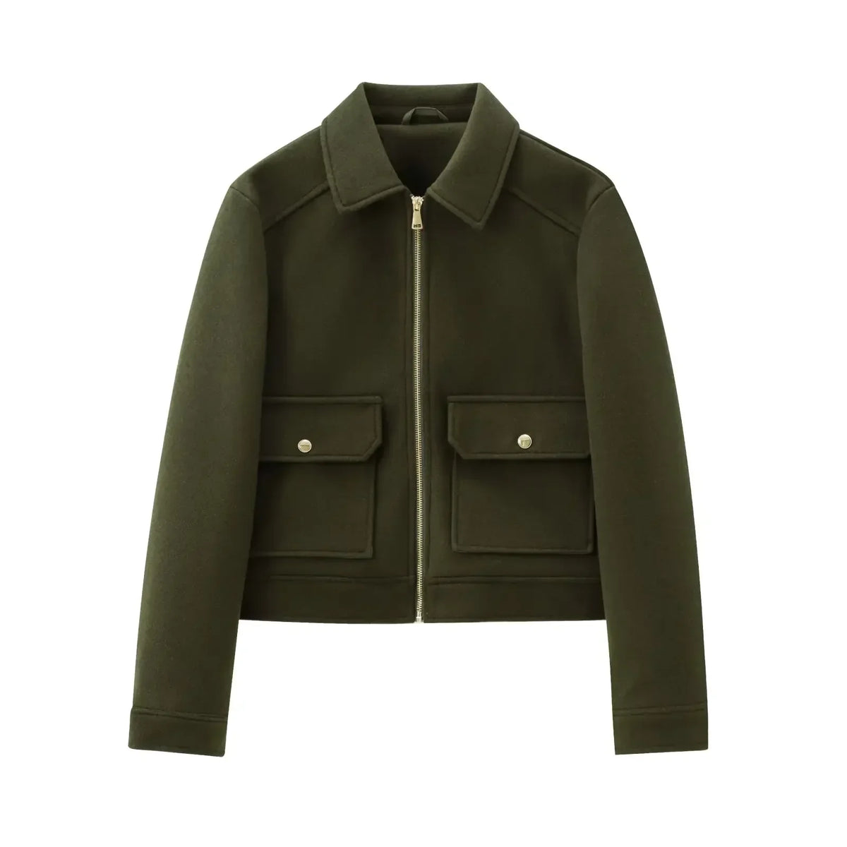 Women's Cropped Bomber Jacket with Zipper