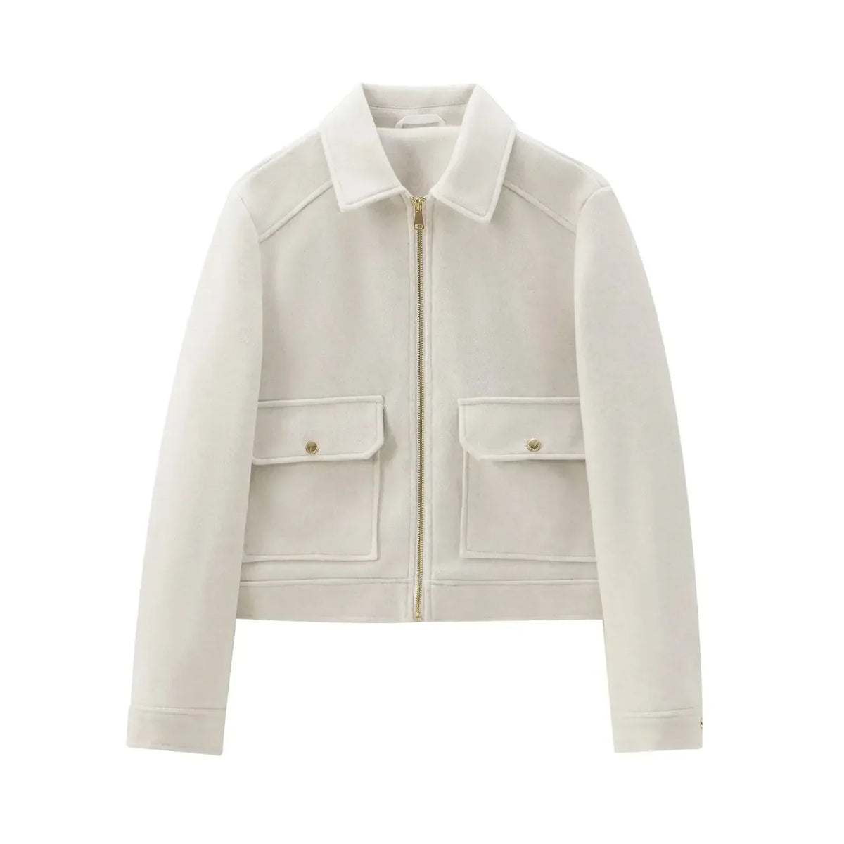Women's Cropped Bomber Jacket with Zipper