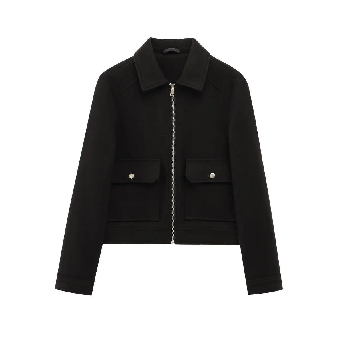 Women's Cropped Bomber Jacket with Zipper