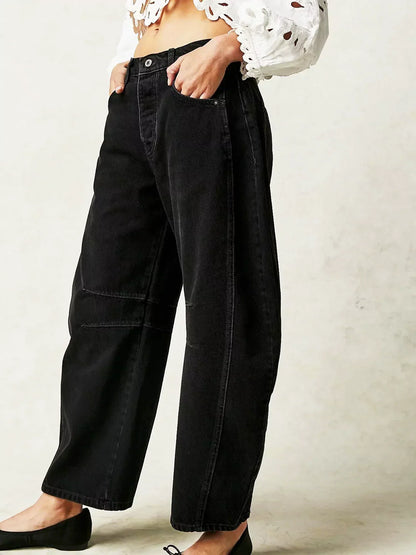 Women's Leopard Print Jeans with Wide Legs