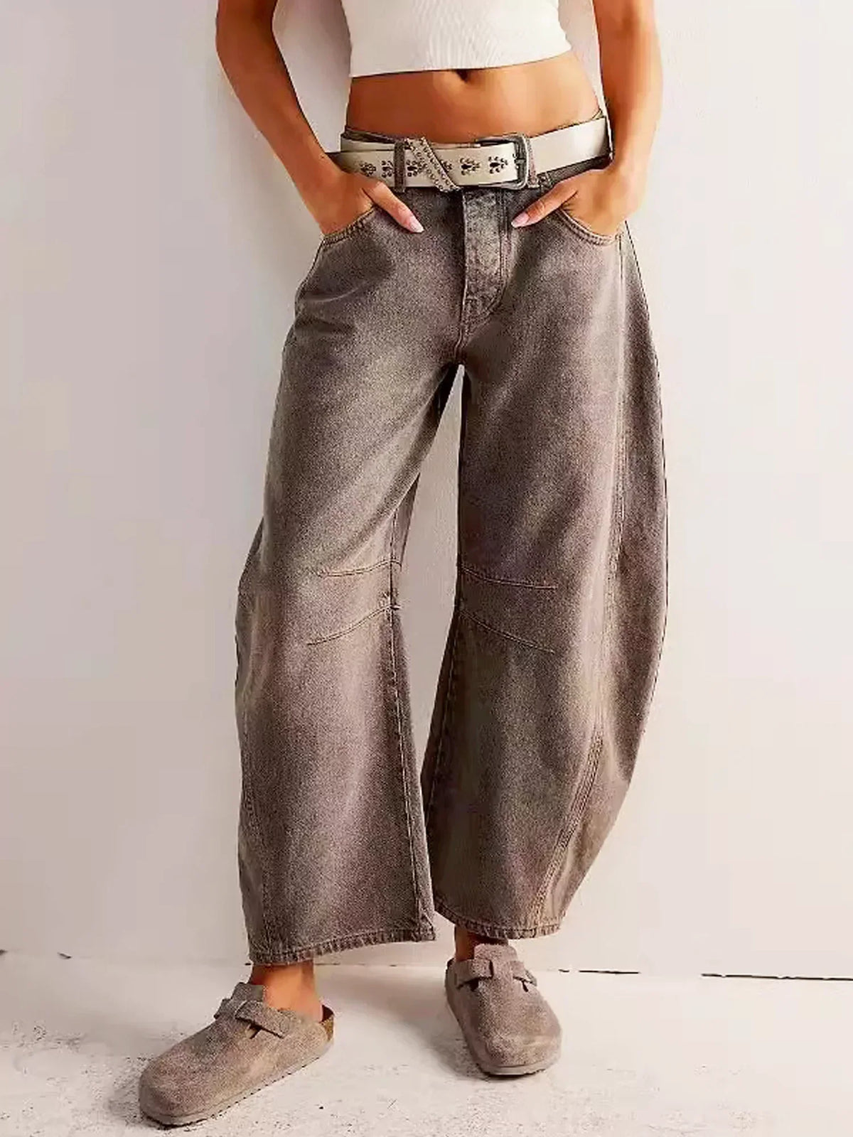 Women's Leopard Print Jeans with Wide Legs