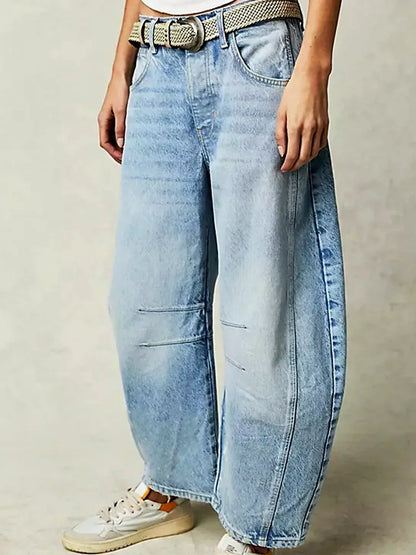 Women's Leopard Print Jeans with Wide Legs