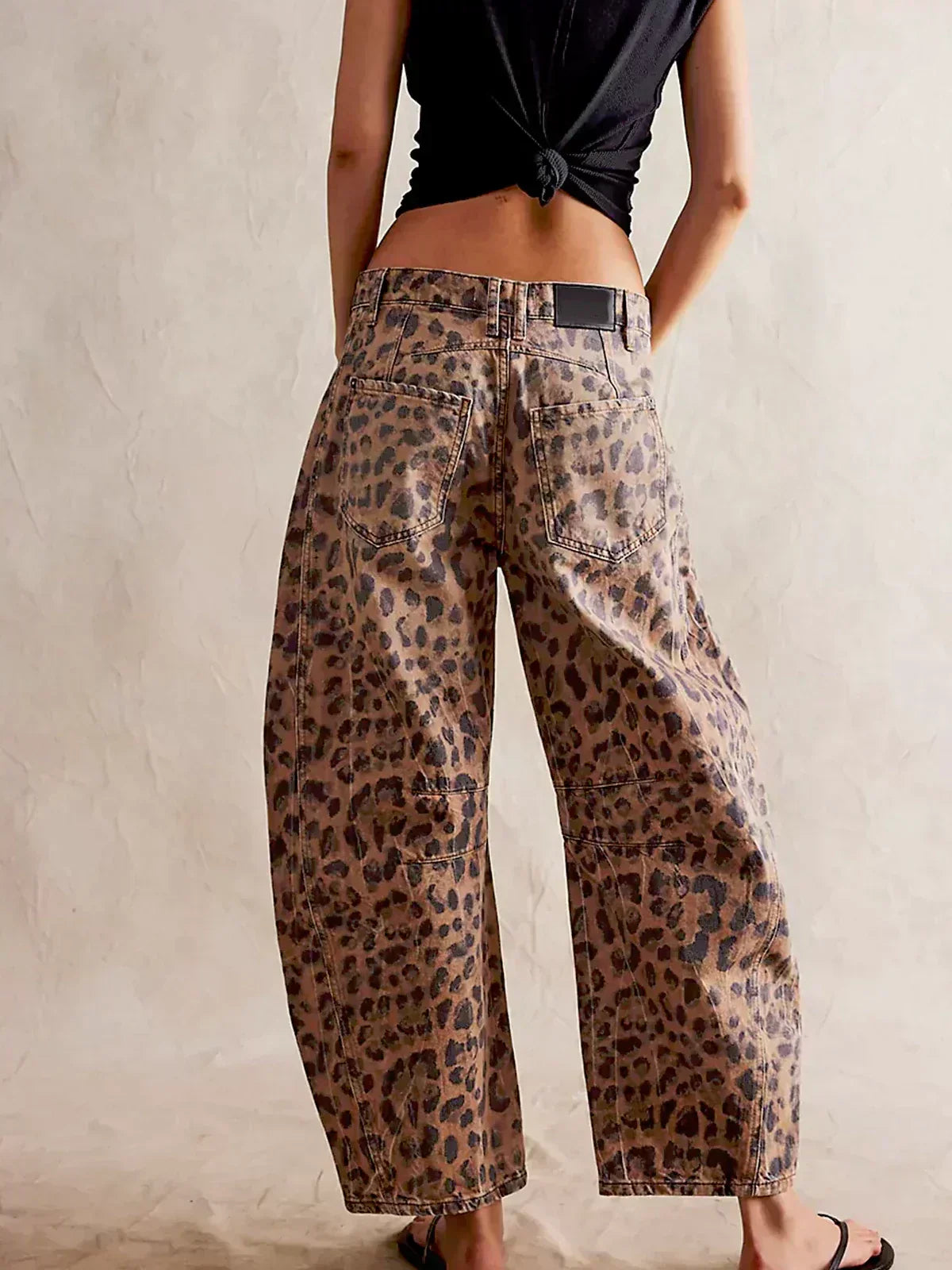 Women's Leopard Print Jeans with Wide Legs
