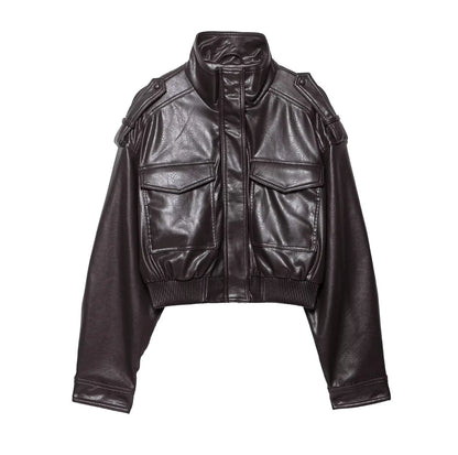 Women's Biker Style Jacket With Zipper